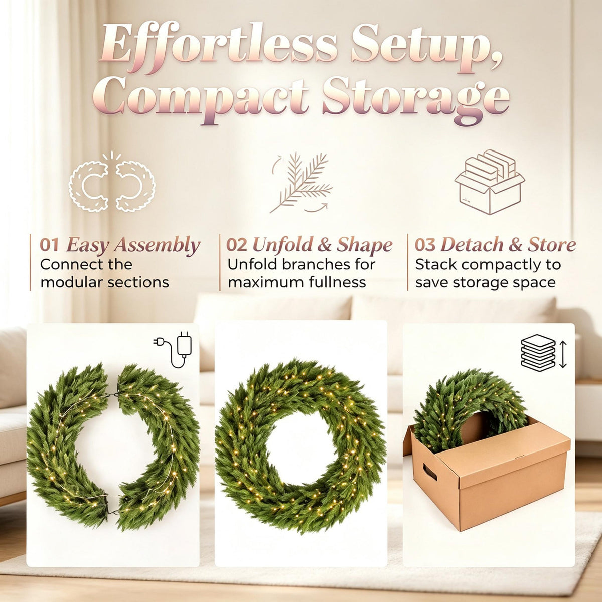 36 in Pre-Lit Norwegian Spruce Christmas Wreath HouseOfZazla