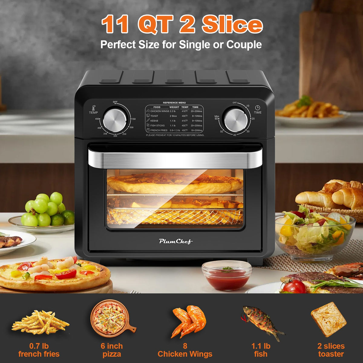 Compact Air Fryer Toaster Oven 11QT