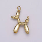 Dainty Balloon Dog Charm - 14K Gold Filled puppy pendant, fun whimsical 3D pet animal lover, poodle Pendant M-862 M-863