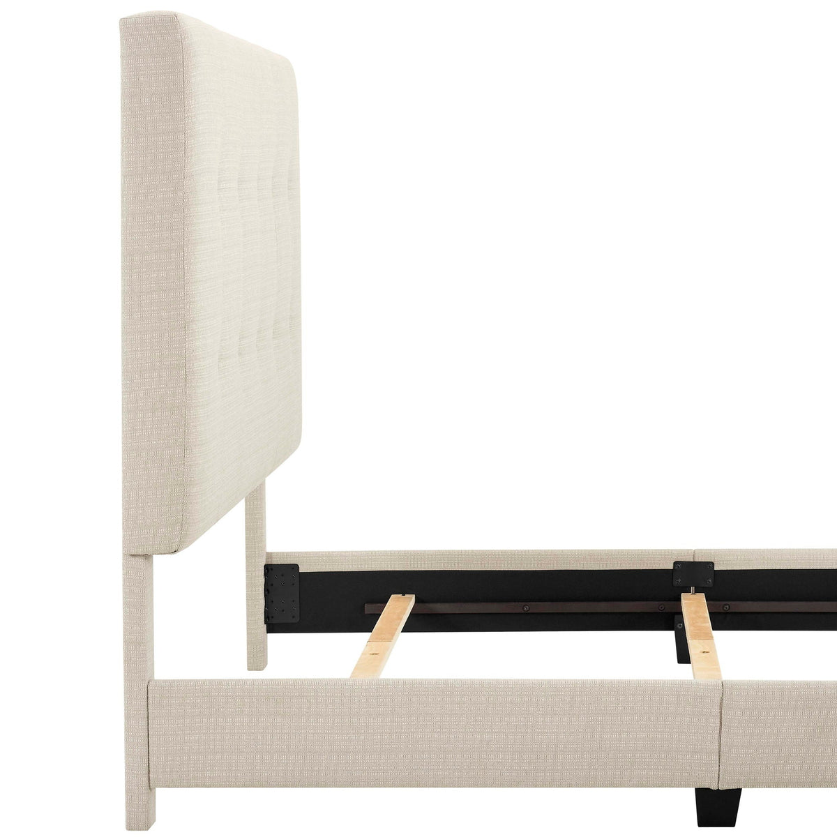 Tufted Upholstered Headboard Platform Bed with Padded Headboard - Queen, Beige or Dark Green HouseOfZazla