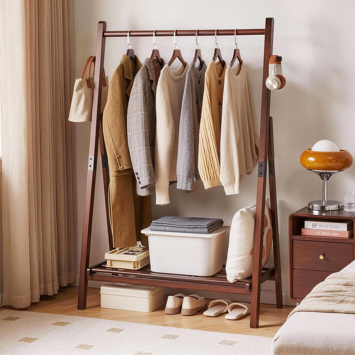Heavy-Duty Solid Wood Freestanding Clothes Rack HouseOfZazla
