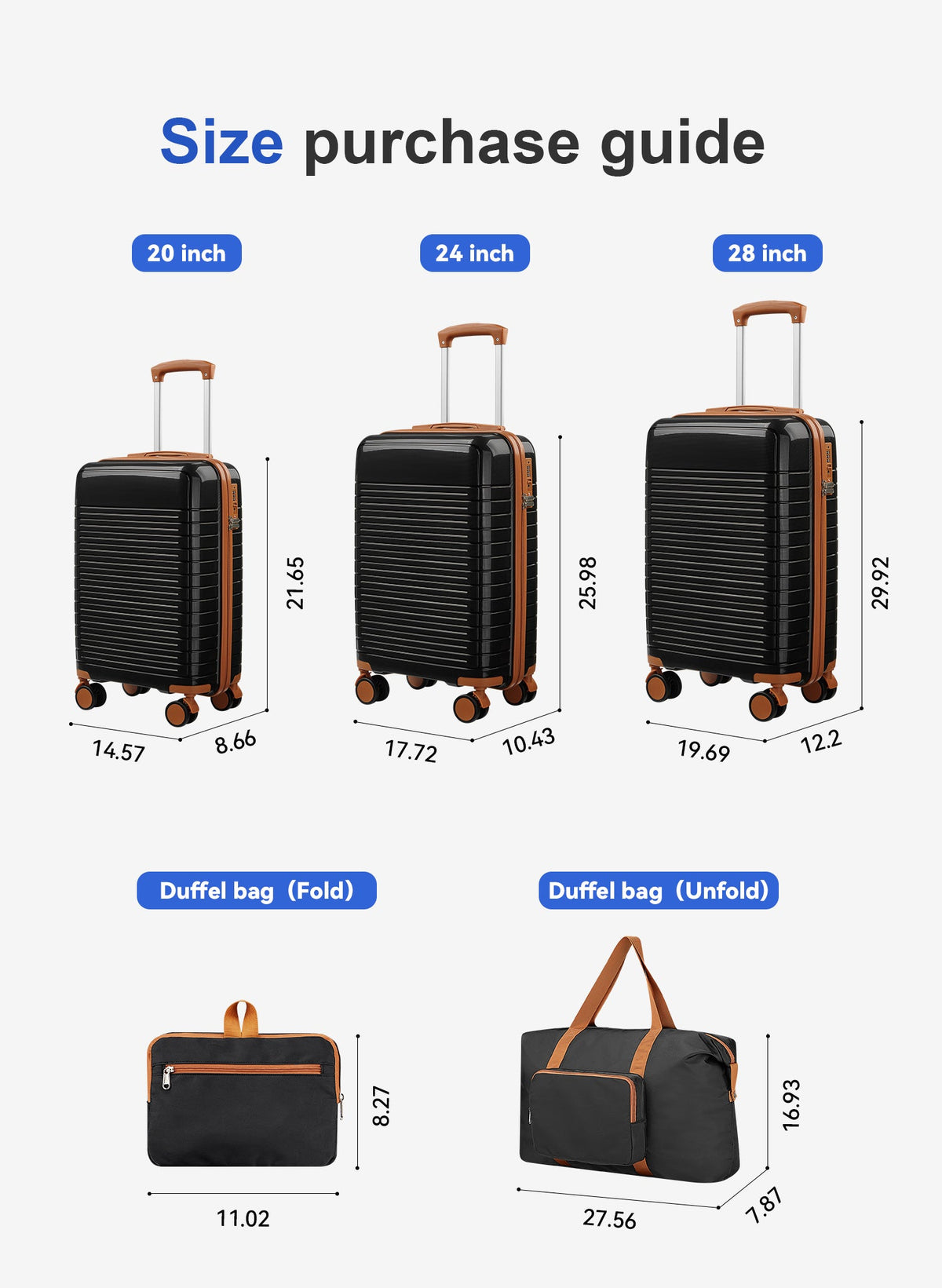 5-Piece Hardside Luggage Set with Spinner Wheels - Polypropylene HouseOfZazla