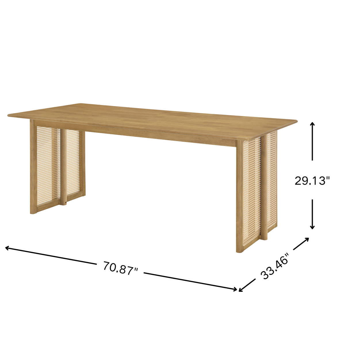 5-Piece Rubber Wood Indoor Dining Set with Rattan Chairs