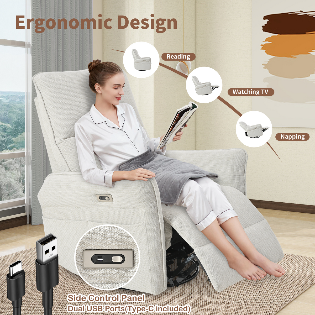 270° Power Swivel Rocker Recliner Chair for Adults HouseOfZazla