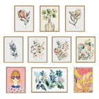 Sylvie Yellow Roses and Muted Blue Flowers Framed Canvas Art Set by Sara Berrenson