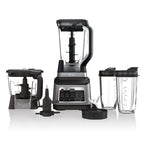 N inja BN801 Professional Plus Kitchen System, 1400 WP, 5 Functions for Smoothies, Chopping, Dough & More with Auto IQ, 72-oz.* Blender Pitcher, 64-oz. Processor Bowl, (2) 24-oz. To-Go Cups, Grey
