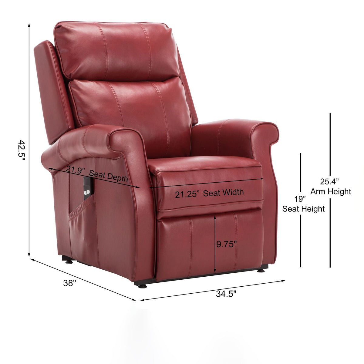 Electric Lift Chair with Recline Function - Blue, Red, or Dark Brown HouseOfZazla