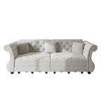 Oversized Chesterfield Pull Out Sofa Bed, Roll Arm Couch With Flower Tufting For Living Room