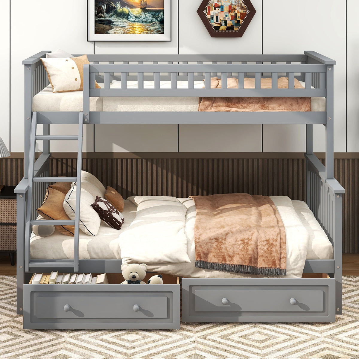 Convertible Storage Bunk Bed with Drawers - Twin Over Full HouseOfZazla