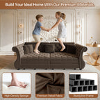 Oversized Chesterfield Pull Out Sofa Bed, Roll Arm Couch With Flower Tufting For Living Room
