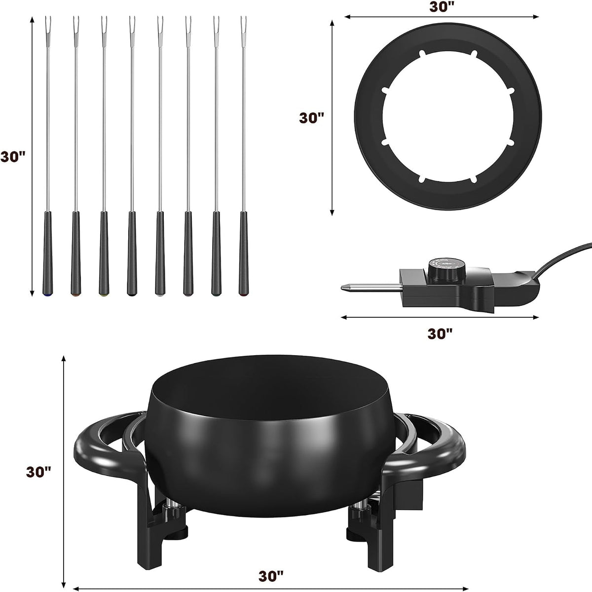 3 Quart Electric Fondue Pot Set HouseOfZazla