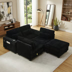 L-Shaped Corduroy Modular Sectional Sofa with Detachable Footrest