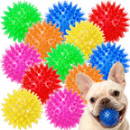 12-Pack Squeaky Spiky Dog Balls, Balls For Small Medium Dogs Durable TPR, Floats, Bouncy, Soothes Gums, Cleans Teeth, Boredom Buster, Interactive Play, Indoor And Outdoor Fetch