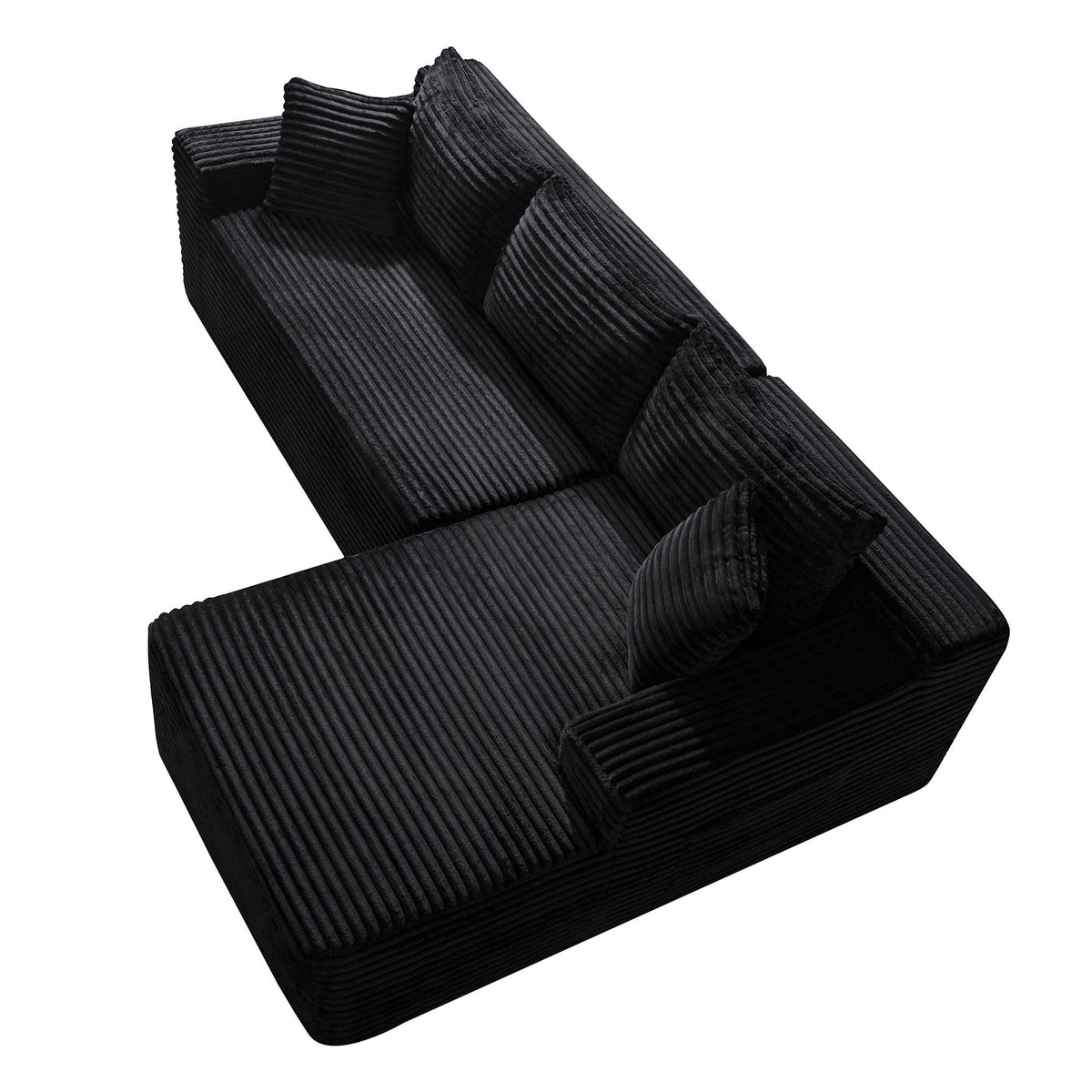 Corduroy Sectional Sofa with L-Shape Chaise - 106.3" Cloud Modular in Charcoal HouseOfZazla