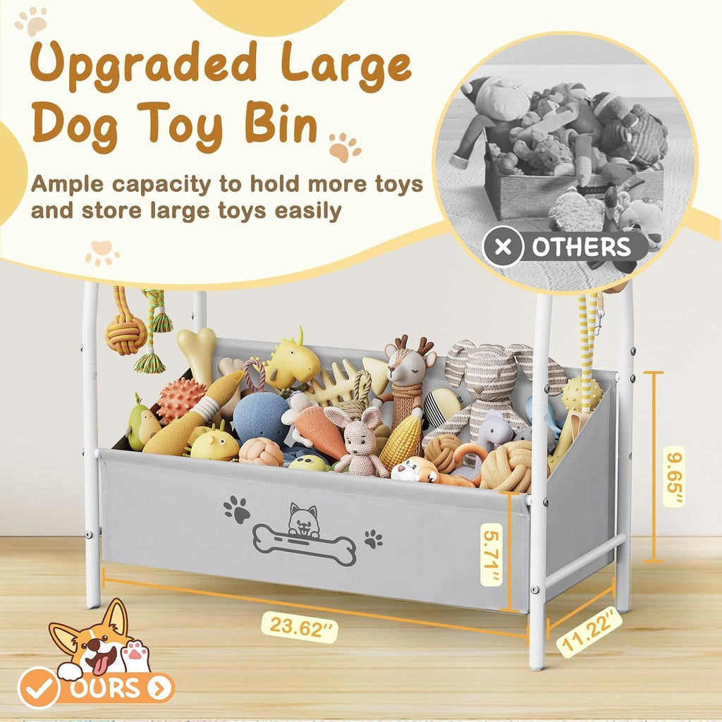 Dog Toy Storage Organizer with Shelf & 6 Hooks Wags & Whiskers Pet Supply