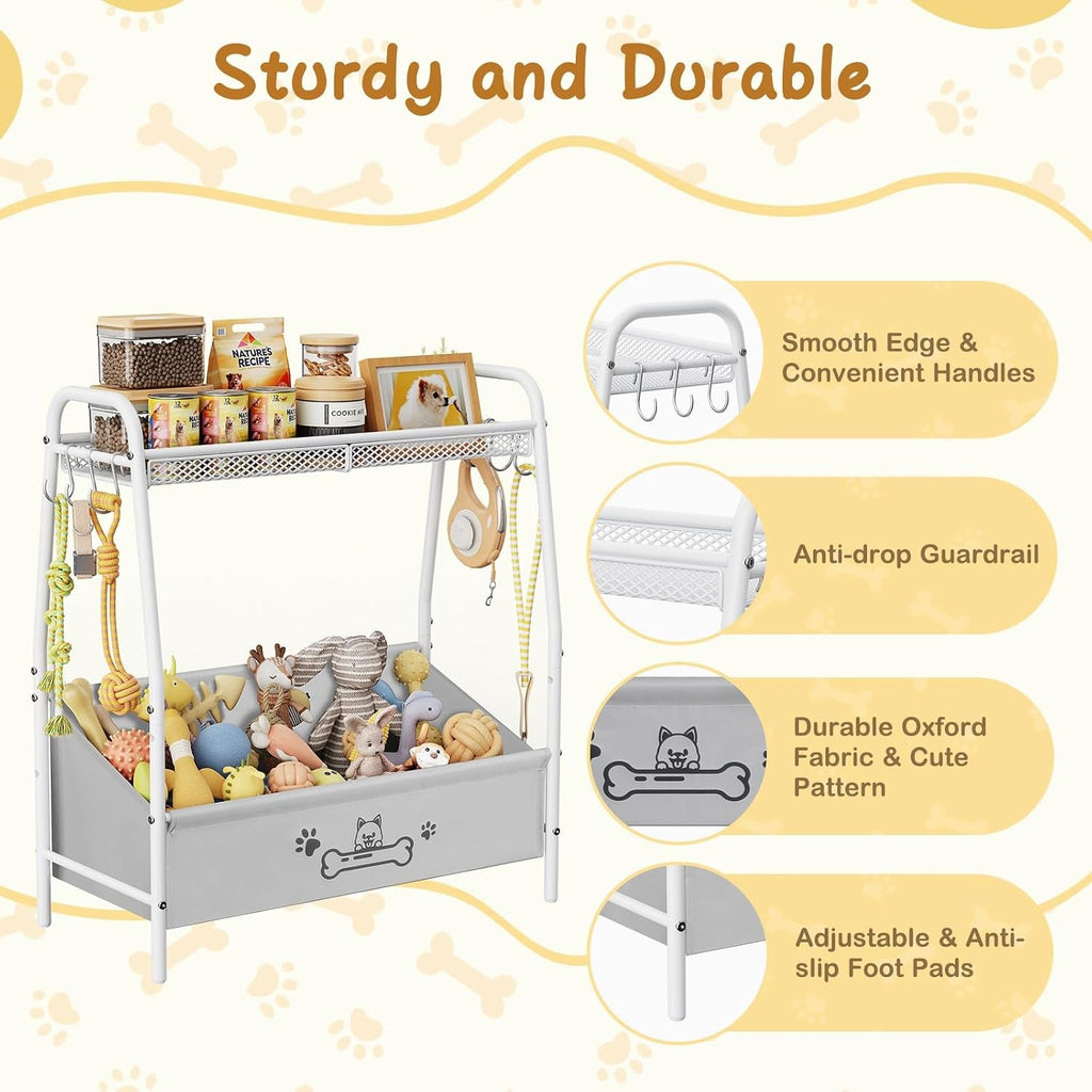 Dog Toy Storage Organizer with Shelf & 6 Hooks Wags & Whiskers Pet Supply