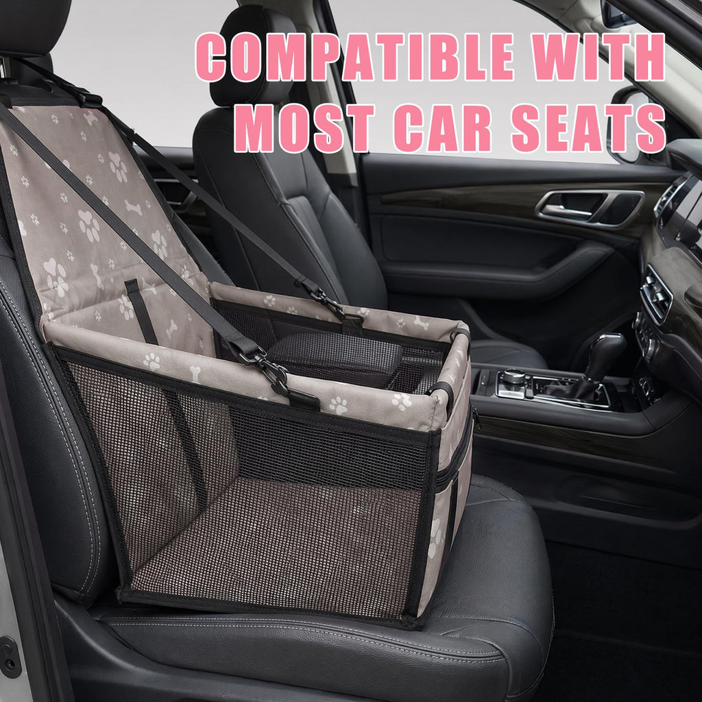 Pet Car Seat, Breathable Foldable Cat Dog Car Booster Seat With Safety Leash & Mesh Window, Waterproof Oxford Cloth Vehicle Travel Basket For Small Medium Dogs & Cats