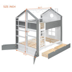 Full Size Bunk Bed with Storage Drawers & Shelves
