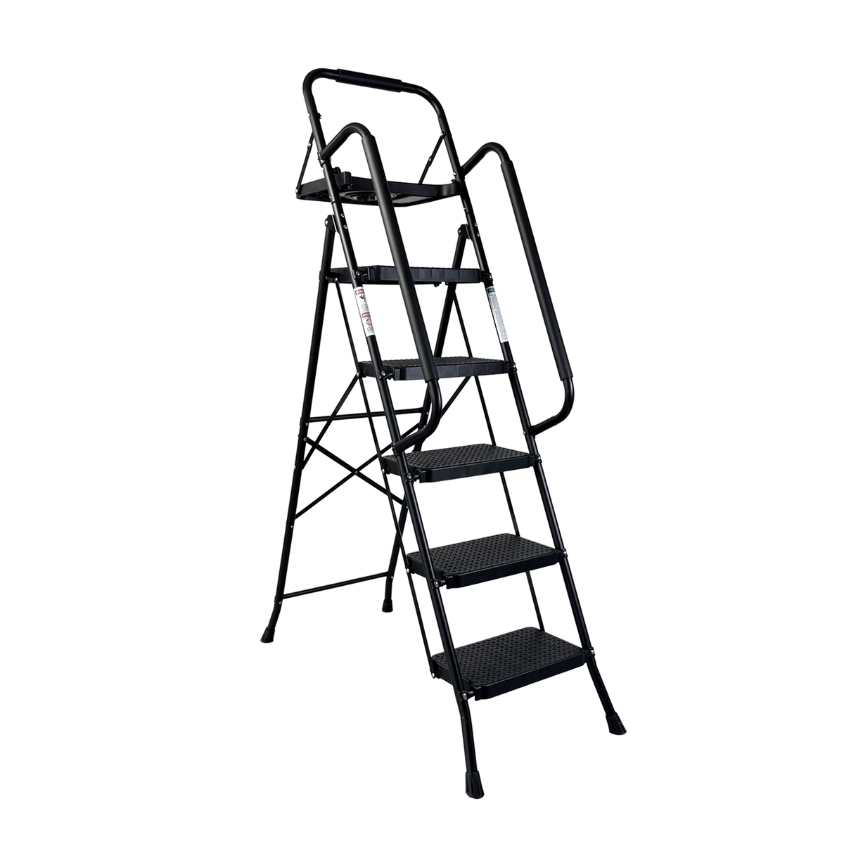 Folding Step Ladder with Wide Anti-Slip Pedal and Handrail - Steel HouseOfZazla