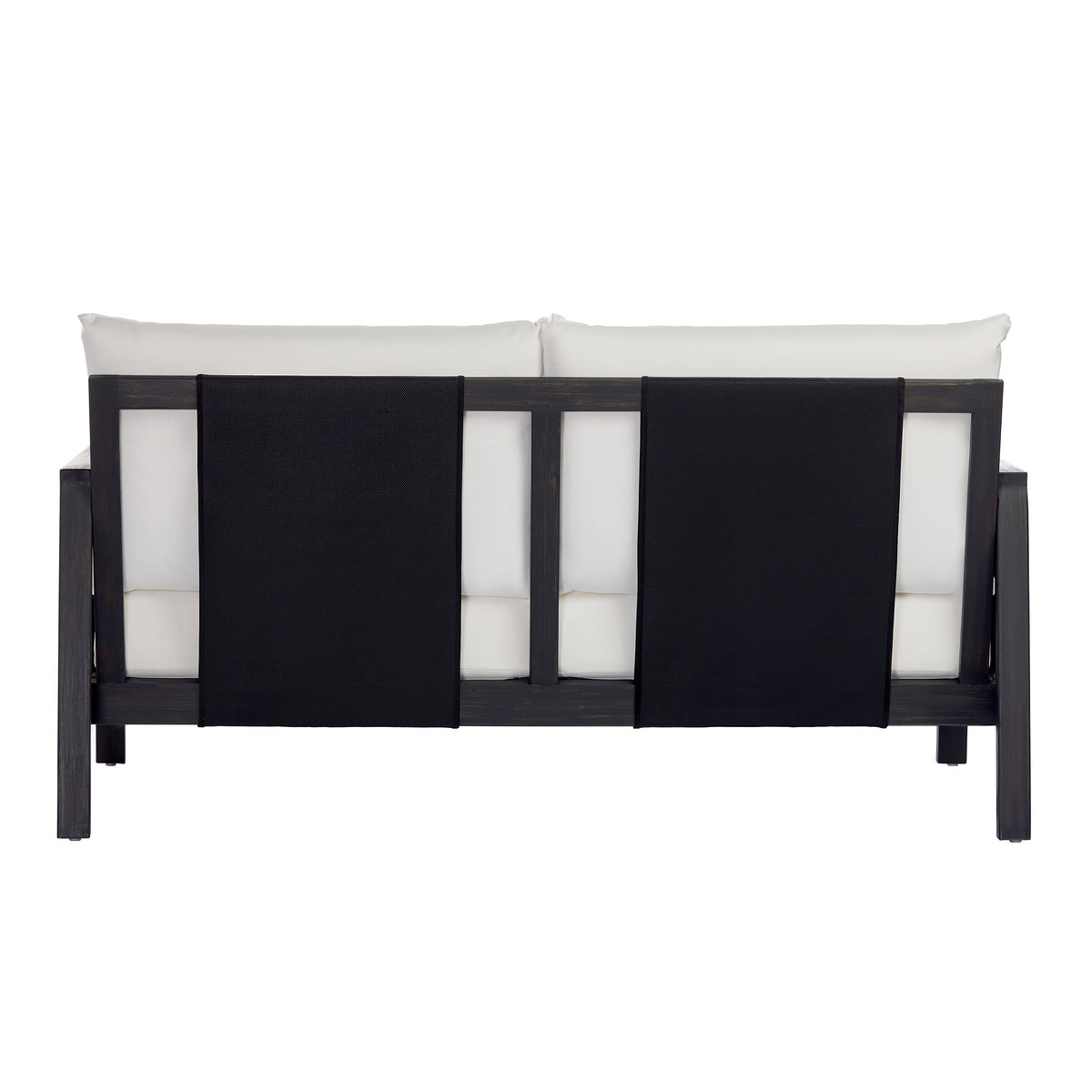 4-Piece Outdoor Sofa Set with Cushions - Acacia Wood, Waterproof Cushions, Dark Grey/White+Black HouseOfZazla