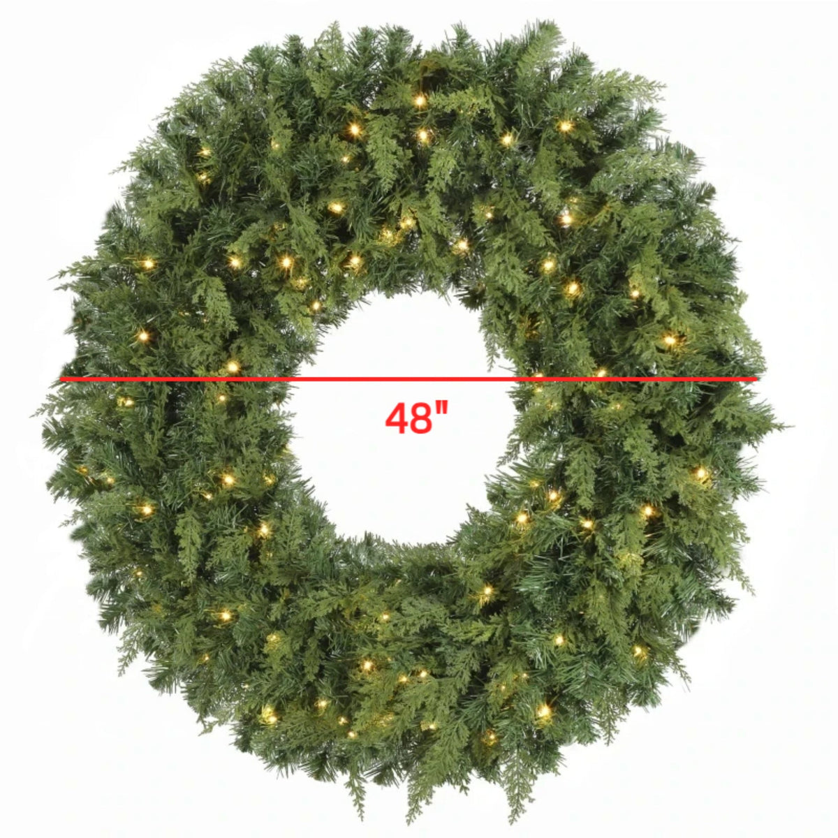 48-Inch Pre-Lit Crestwood Spruce Artificial Christmas Wreath with 8 Lighting Modes - Green HouseOfZazla