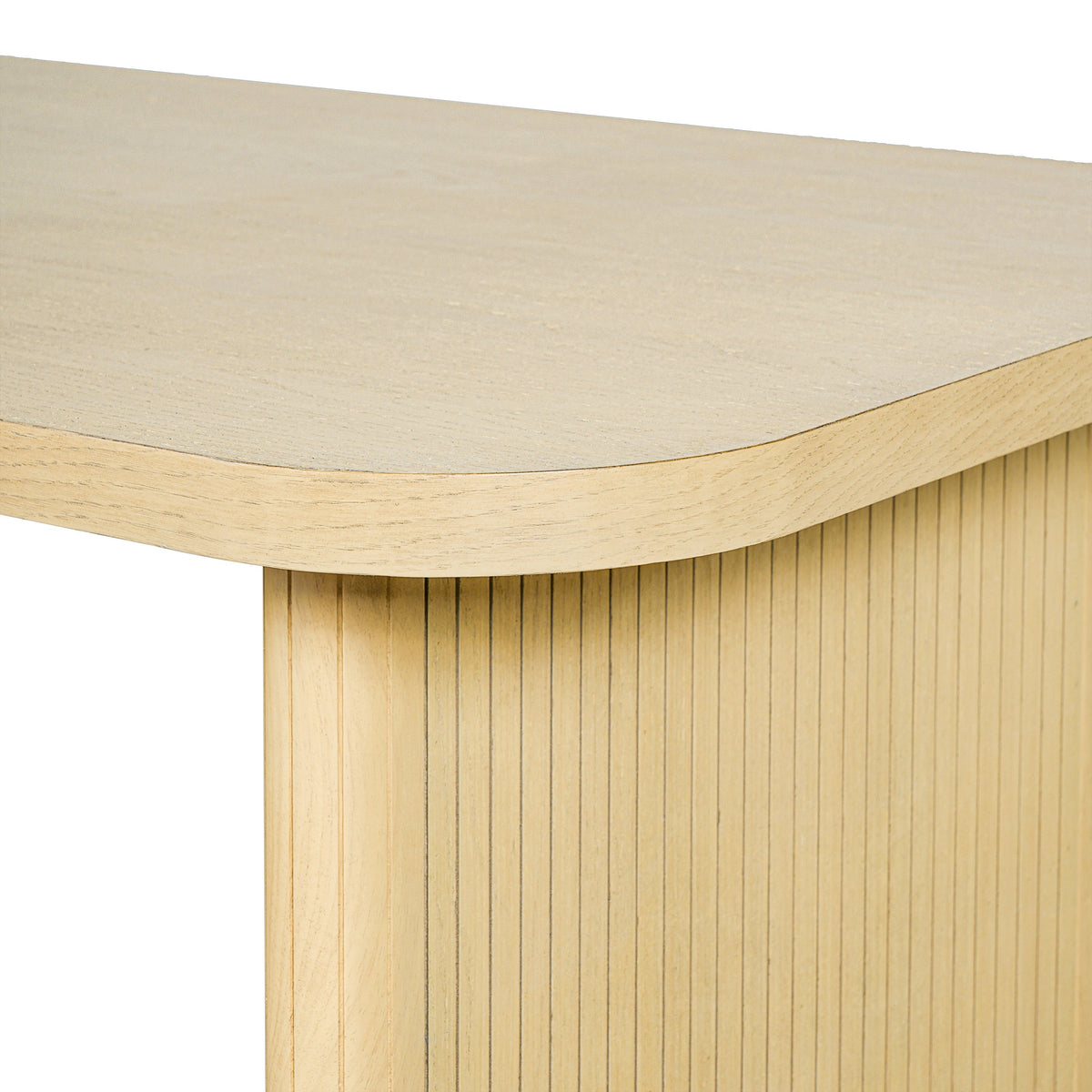 Natural Oak Veneer Dining Table with Fluted Rubber Wood Legs - Natural Oak HouseOfZazla