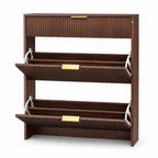 Narrow Fluted Shoe Storage Cabinet for Entryway