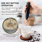 Electric Milk Frother Handheld with Stainless Steel Stand