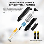 Electric Milk Frother Handheld with Stainless Steel Stand