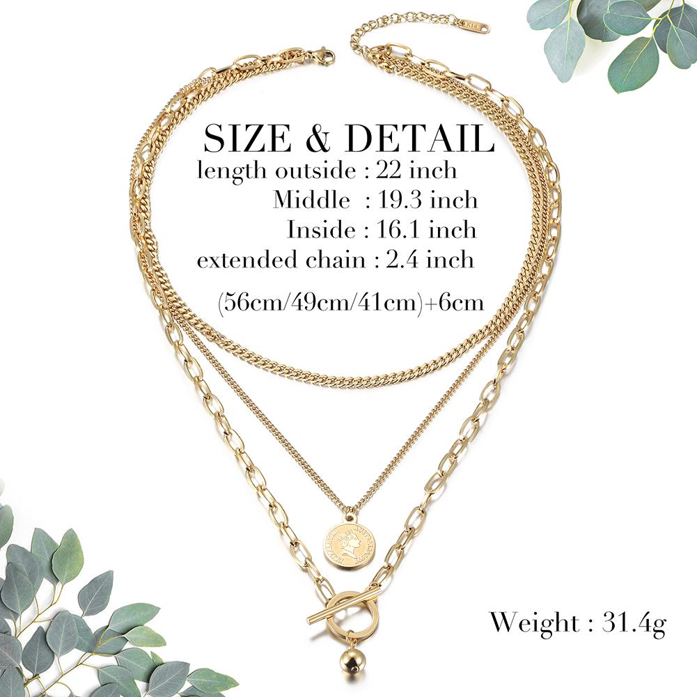 Elizabeth Coin Layered Necklace Gold Plated Delicate