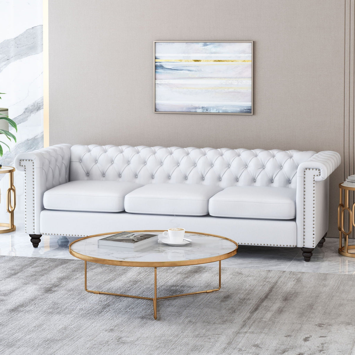 Chesterfield Style 3 Seater Sofa with Deep Button Tufting - Multiple Colors HouseOfZazla
