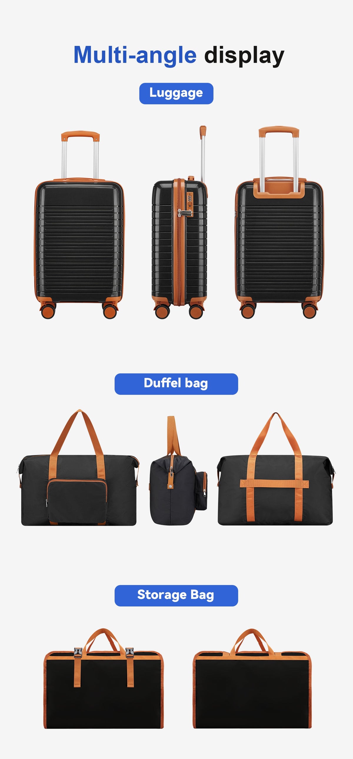 5-Piece Hardside Luggage Set with Spinner Wheels - Polypropylene HouseOfZazla
