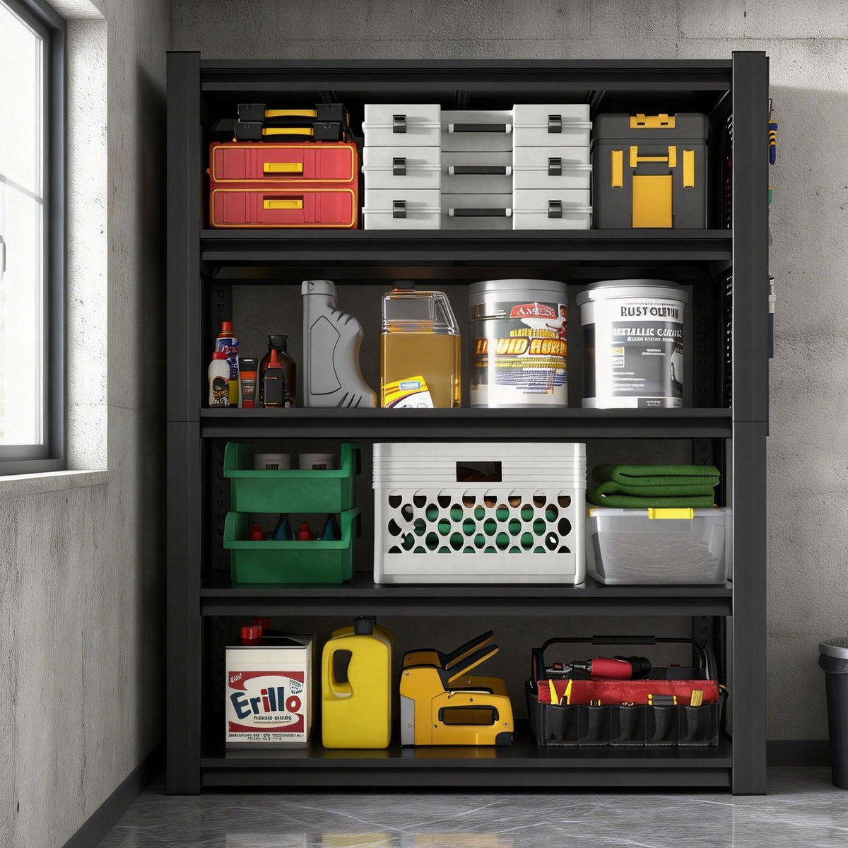 Adjustable Heavy-Duty Metal Shelving Unit – 78"H, 5-Tier