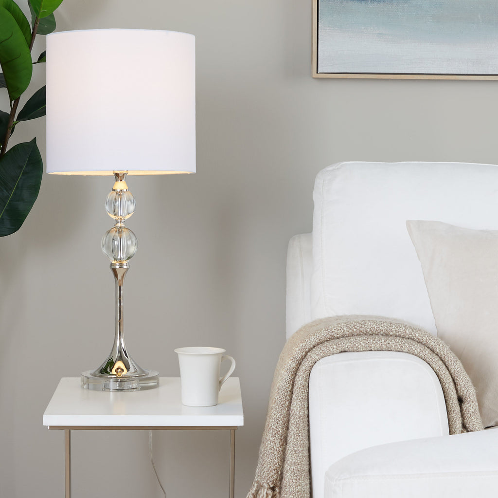 26" Contemporary Crystal Table Lamp with Polished Nickel Finish - Crystal HouseOfZazla
