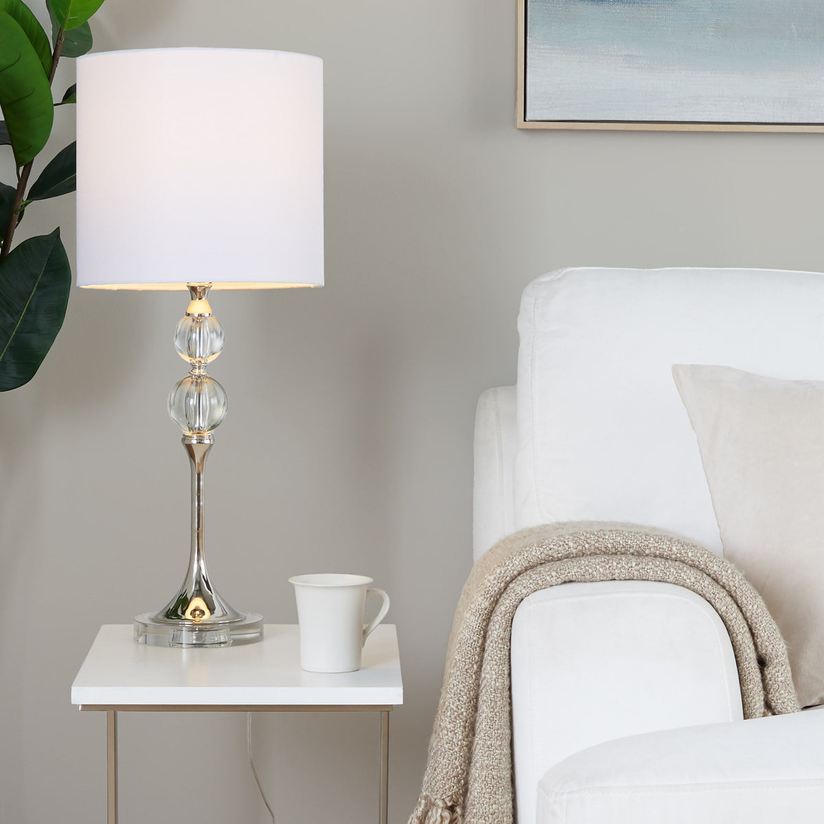 26" Contemporary Crystal Table Lamp with Polished Nickel Finish - Crystal HouseOfZazla