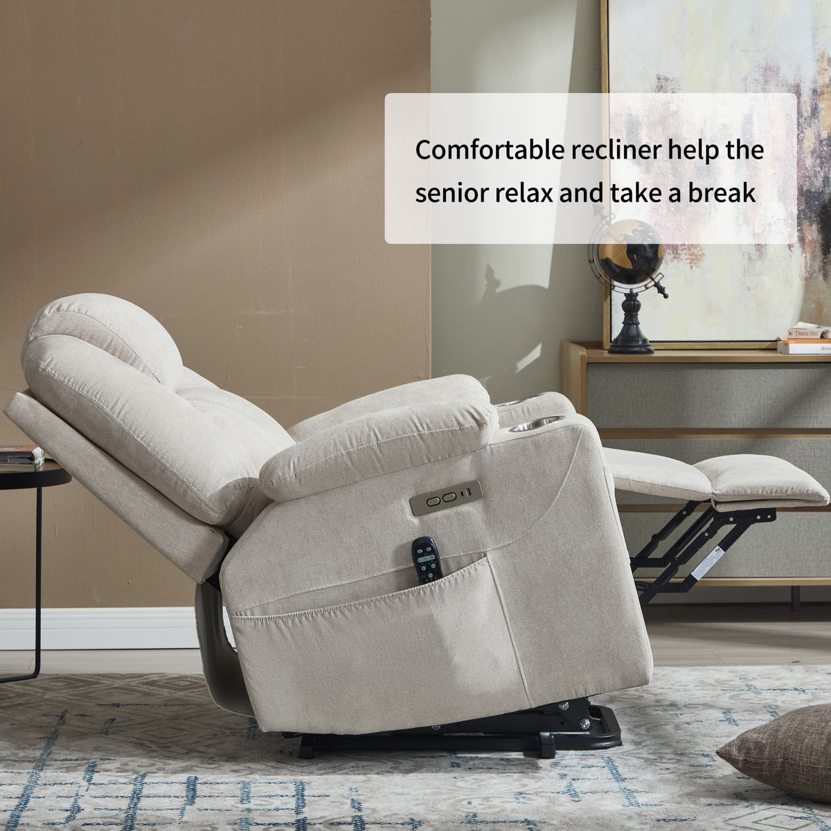 Power Lift Recliner Chair with Massage & Heating - Polyester HouseOfZazla