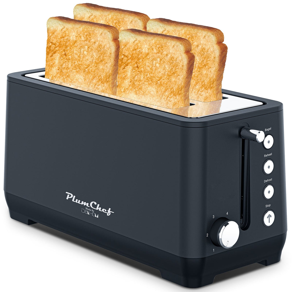 4-Slice Extra Wide Long Slot Toaster with 6 Browning Settings - Stainless Steel HouseOfZazla