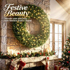 48" Artificial Norfolk Pine Christmas Wreath with LED Lights - Green HouseOfZazla