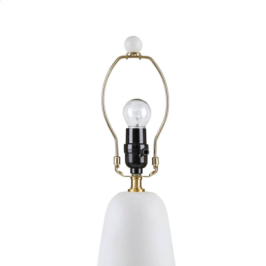 Textured Ceramic Table Lamp with Fluted Fabric Shade - White HouseOfZazla