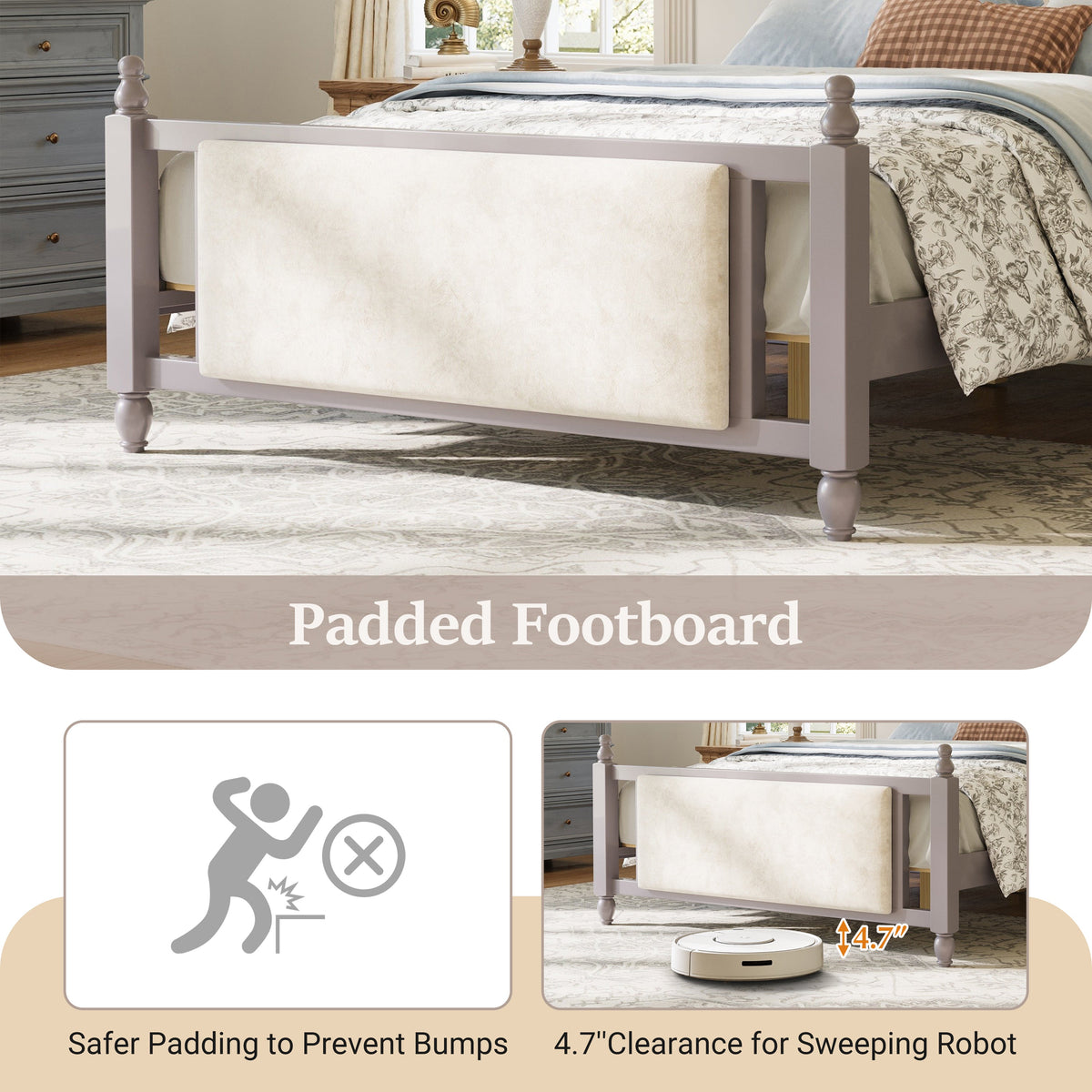 Queen Size Upholstered Platform Bed with Button Tufted Velvet Headboard - Taupe or Brown HouseOfZazla