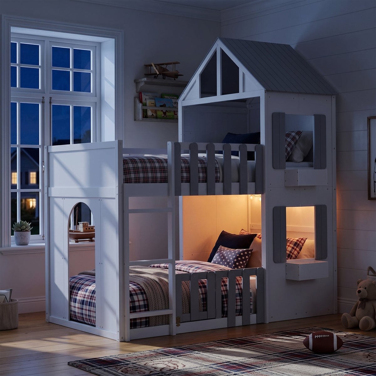 Twin Over Twin House Bunk Bed