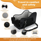 Center Console Dog Car Seat For Small Dogs, Dog Booster Seat To 15lbs Portable Puppy Car Seat With Adjustable Straps, Storage Pocket, Anti-Collapse, Washable Reversible Seat Cushion Black