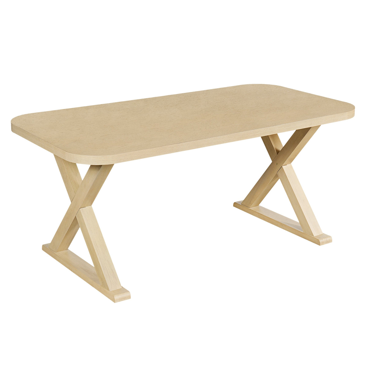 Natural Oak Veneer Dining Table with Rubber Wood Legs - Natural HouseOfZazla