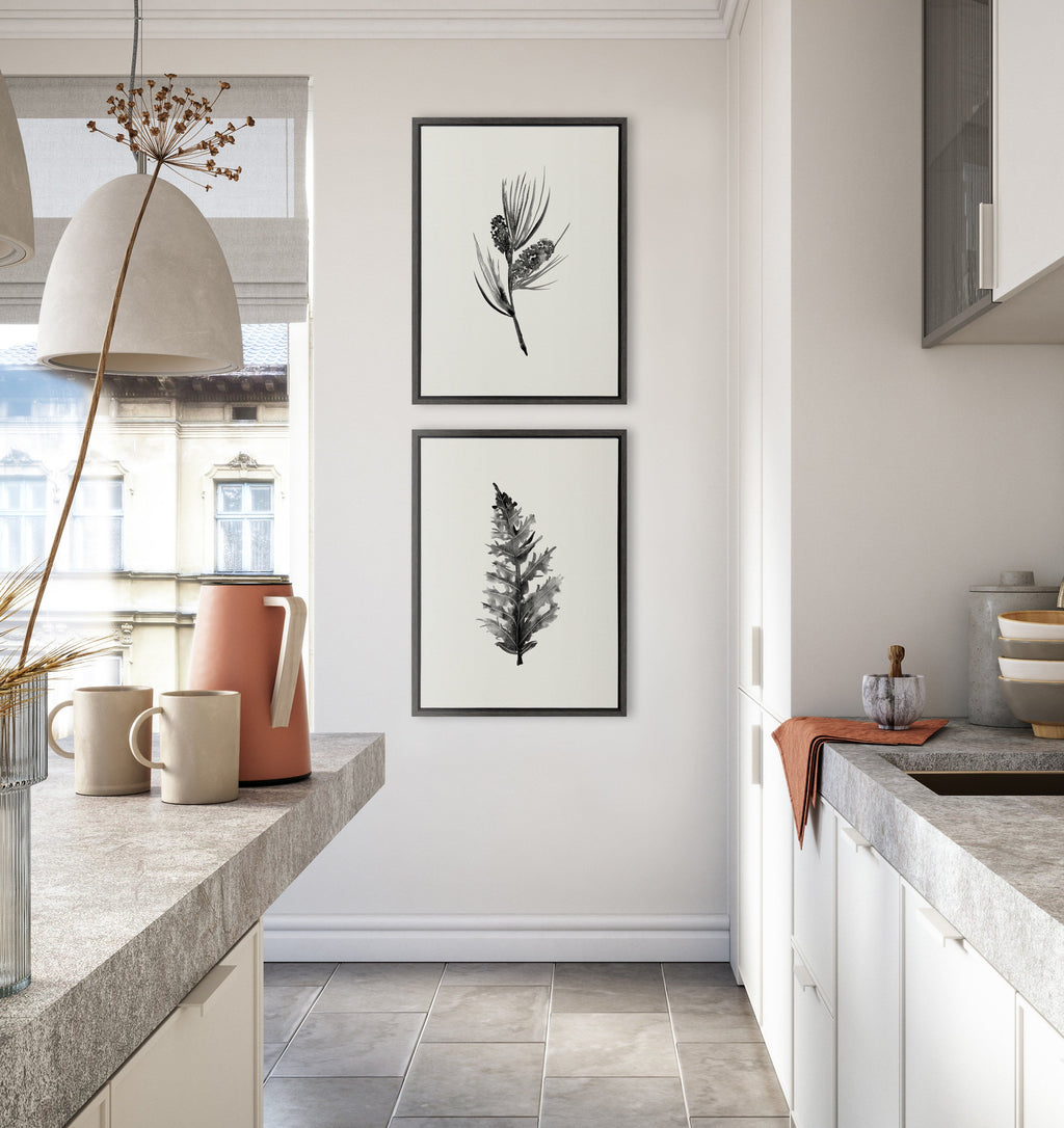 Sylvie Vintage Botanical 3 and 4 Framed Canvas Set by Teju Reval of SnazzyHues