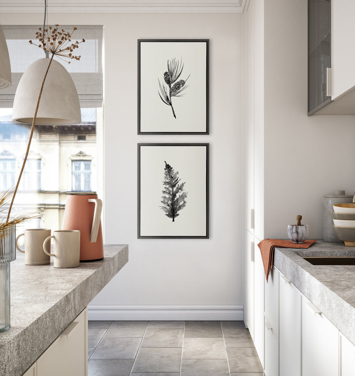 Sylvie Vintage Botanical 3 and 4 Framed Canvas Set by Teju Reval of SnazzyHues