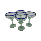 Hand-Blown Mexican Margarita Glass | Classic Cobalt Rim