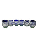 Hand-Blown Mexican Stemless Wine Glass | Cobalt Blue Spiral Design