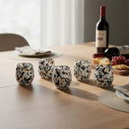 Hand-Blown Mexican Stemless Wine Glass | Blue Mocha Speckle Design