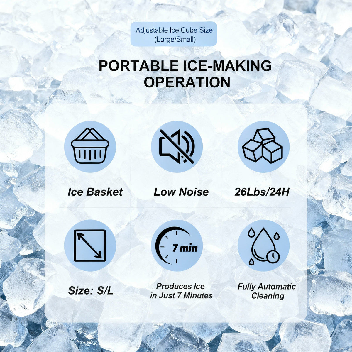 Portable Countertop Ice Maker Machine – Fast Ice Making, 2 Ice Sizes 2Dropme