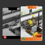 Kitchen Storage Rack - Multi-Functional Household Sink Organizer with Drain Basket